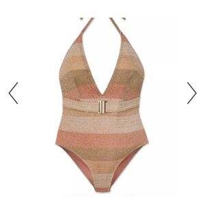 NWT “Wet” Palm Springs Chic Sexy One Piece Swimsuit Gold Shimmer